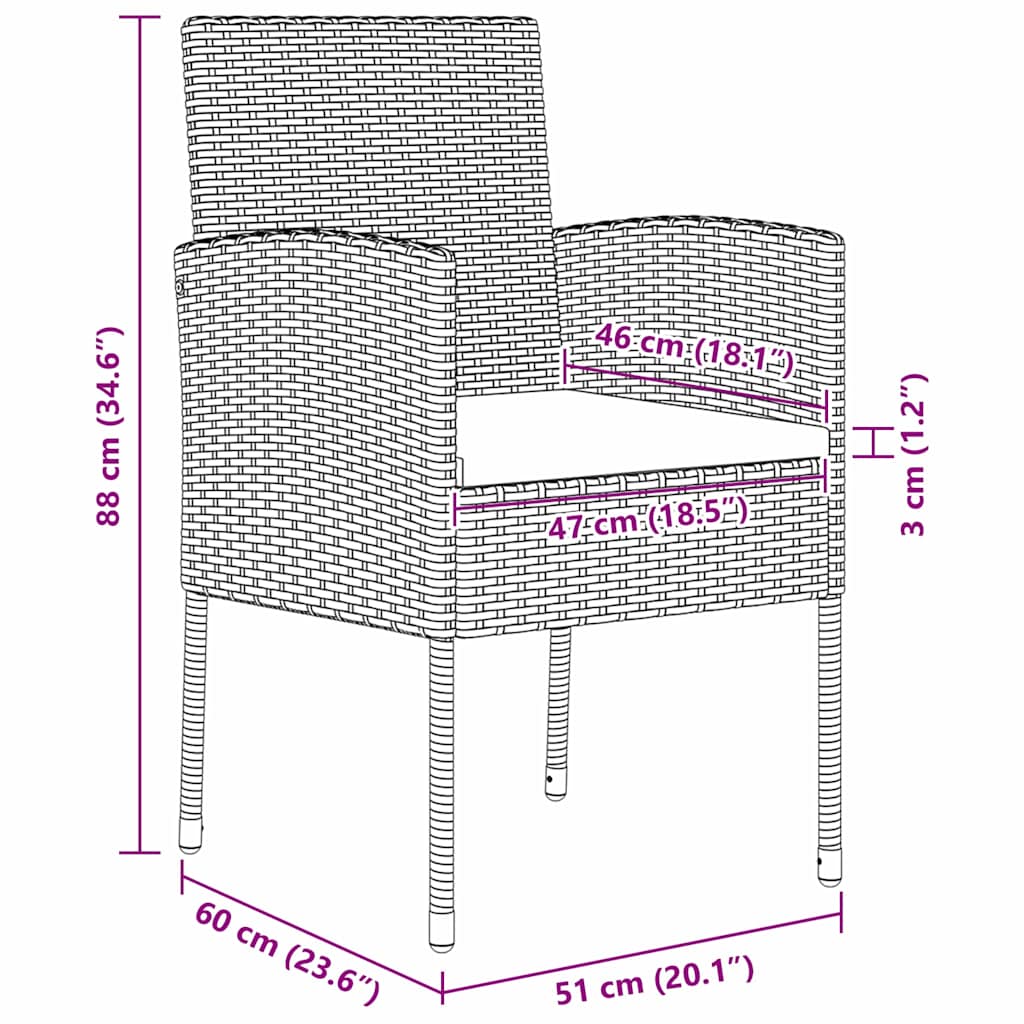 Have Spisebordssæt 5 stk. Sort polyrattan