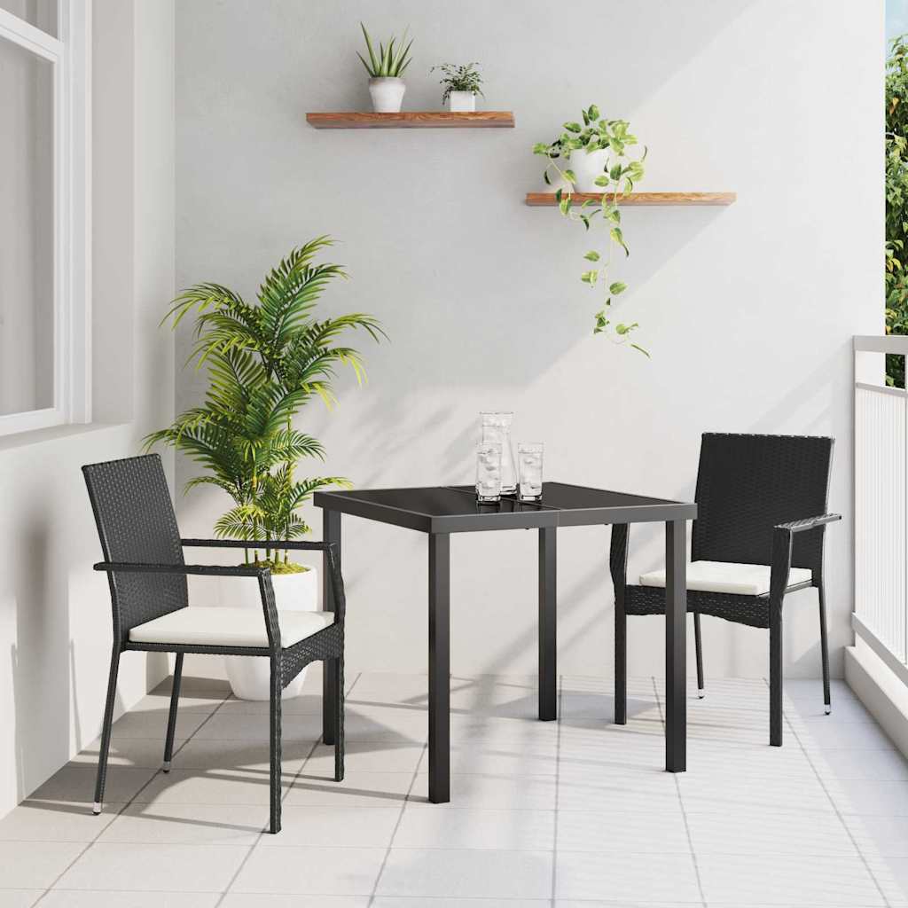 Have Spisebordssæt 3 stk. Sort polyrattan