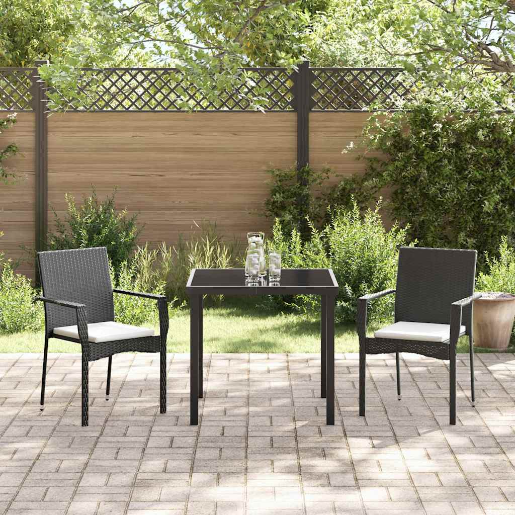 Have Spisebordssæt 3 stk. Sort polyrattan