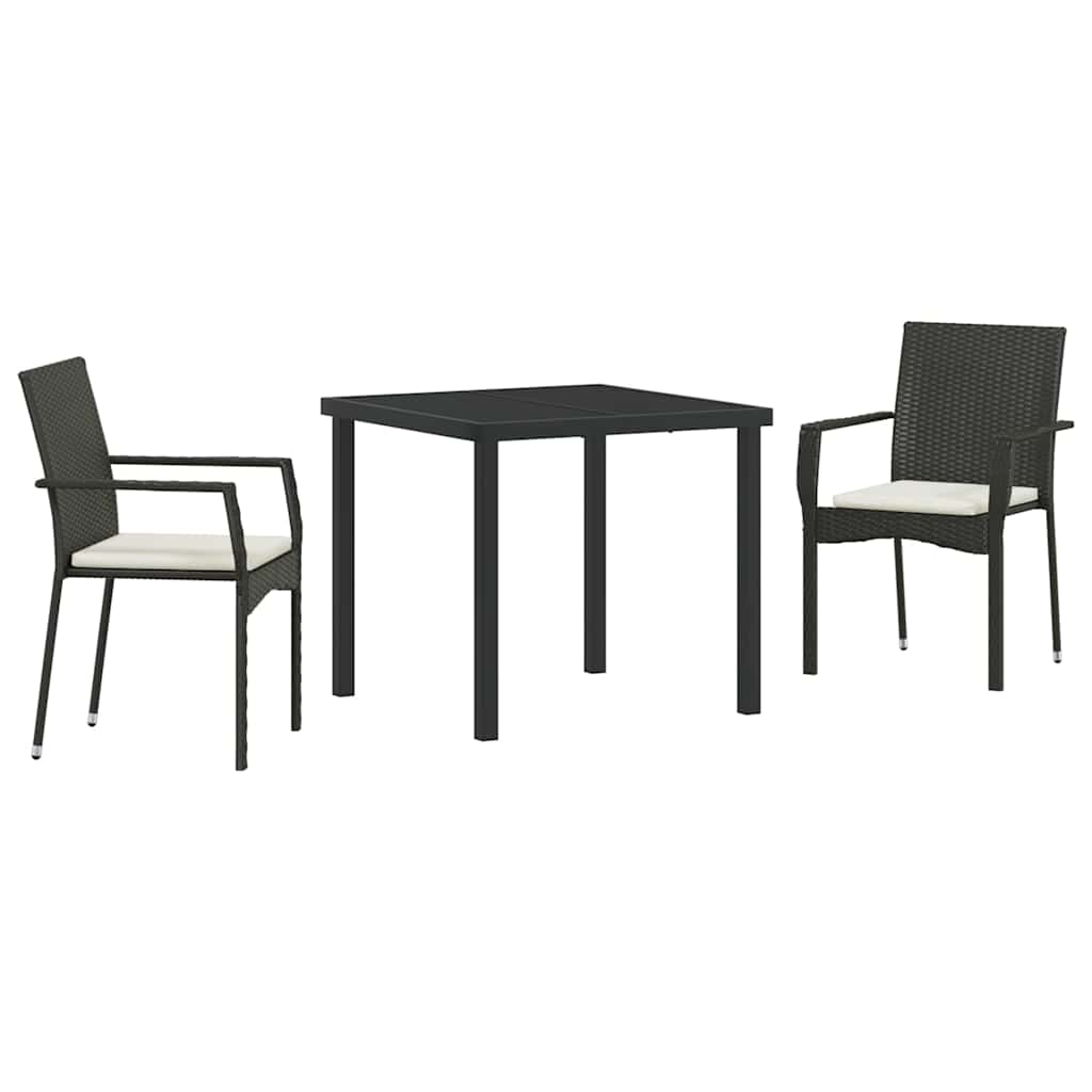 Have Spisebordssæt 3 stk. Sort polyrattan