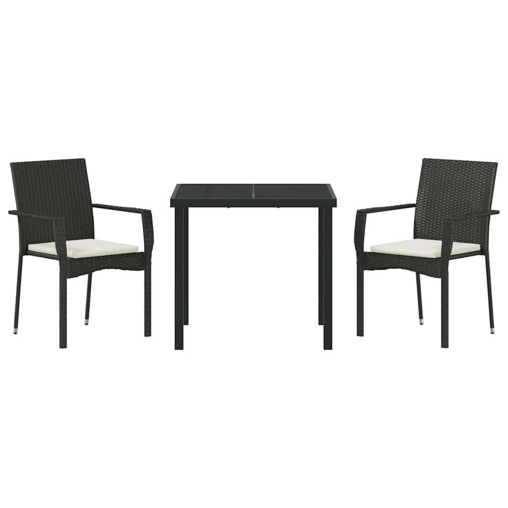 Have Spisebordssæt 3 stk. Sort polyrattan