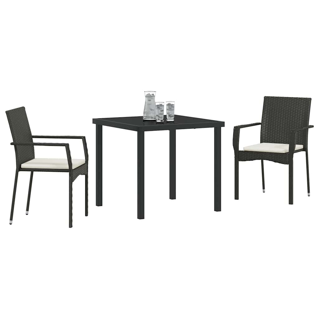 Have Spisebordssæt 3 stk. Sort polyrattan