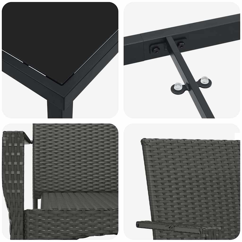Have Spisebordssæt 7 stk. Sort polyrattan