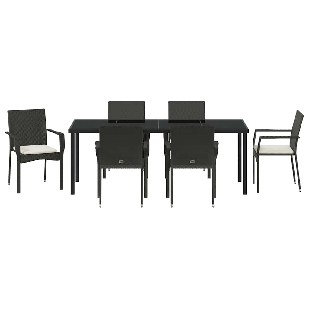 Have Spisebordssæt 7 stk. Sort polyrattan