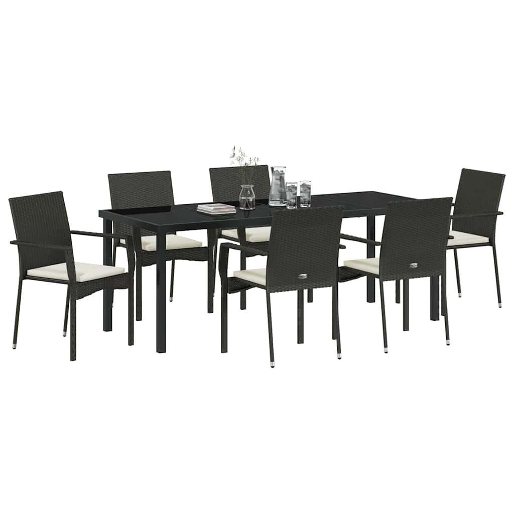 Have Spisebordssæt 7 stk. Sort polyrattan