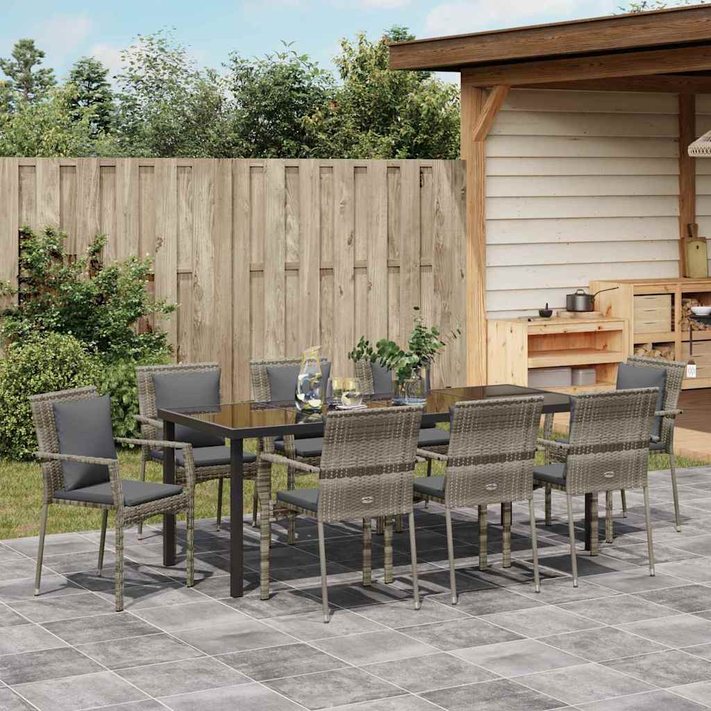 Have Spisebordssæt 9 stk. Grå polyrattan
