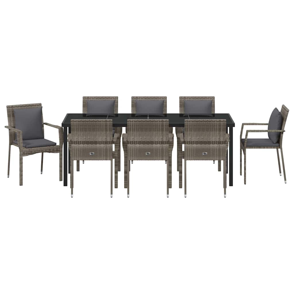 Have Spisebordssæt 9 stk. Grå polyrattan