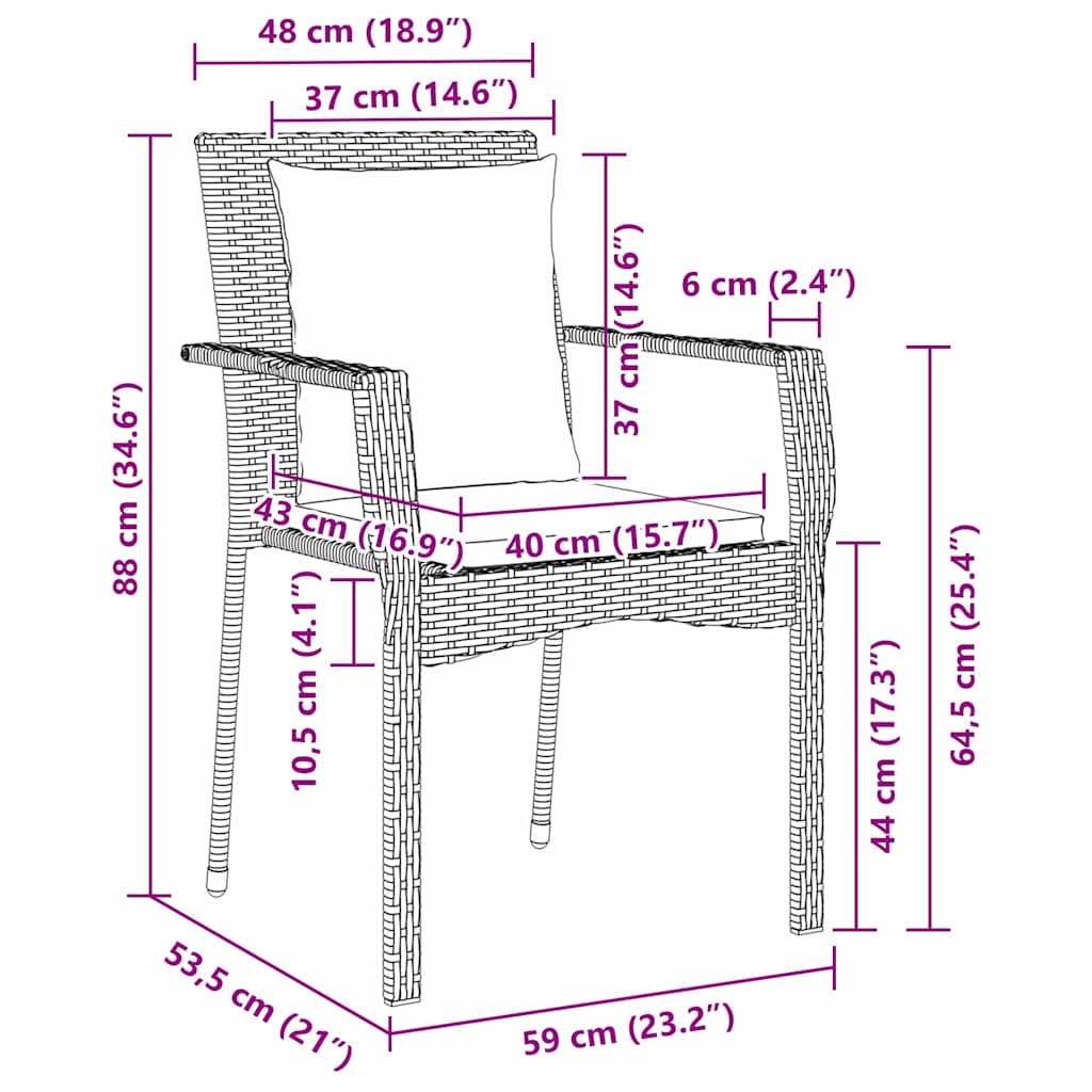 Have Spisebordssæt 9 stk. Grå polyrattan