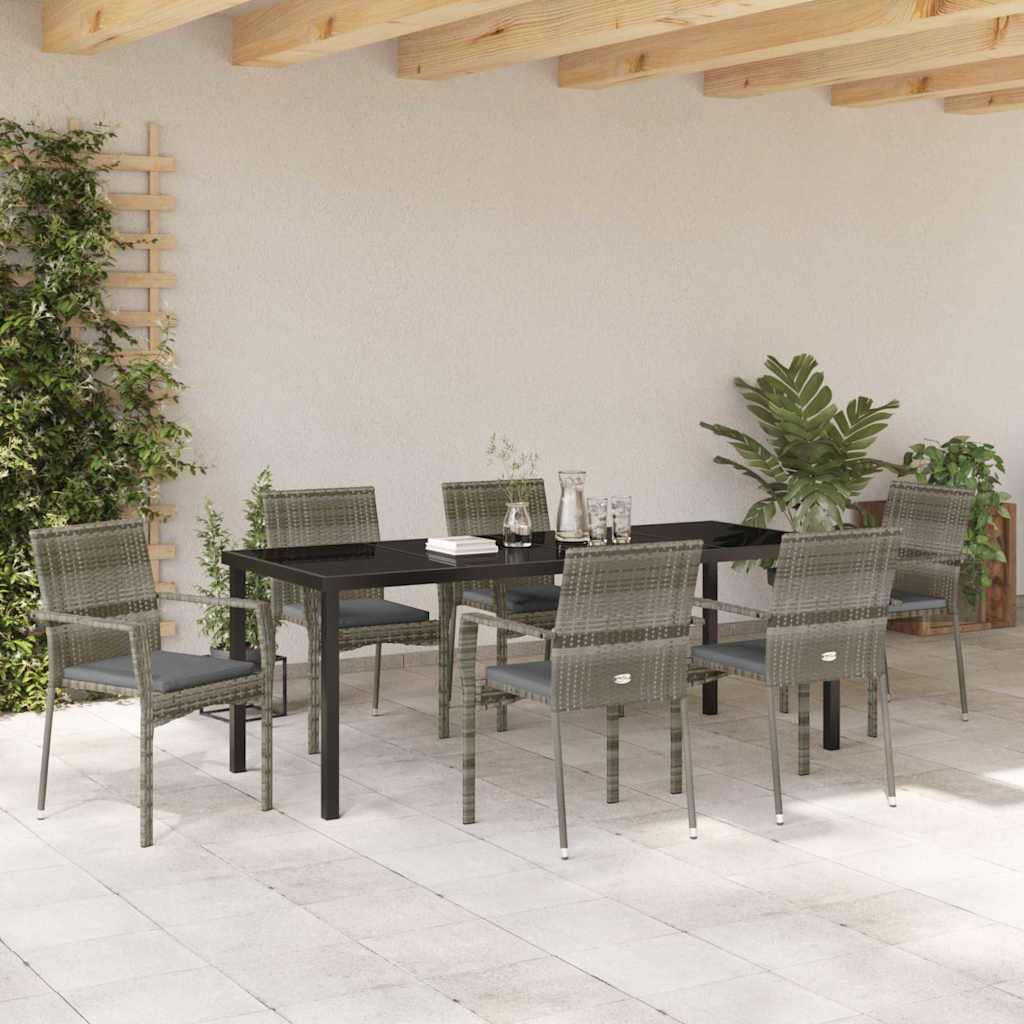 Have Spisebordssæt 7 stk. Grå polyrattan
