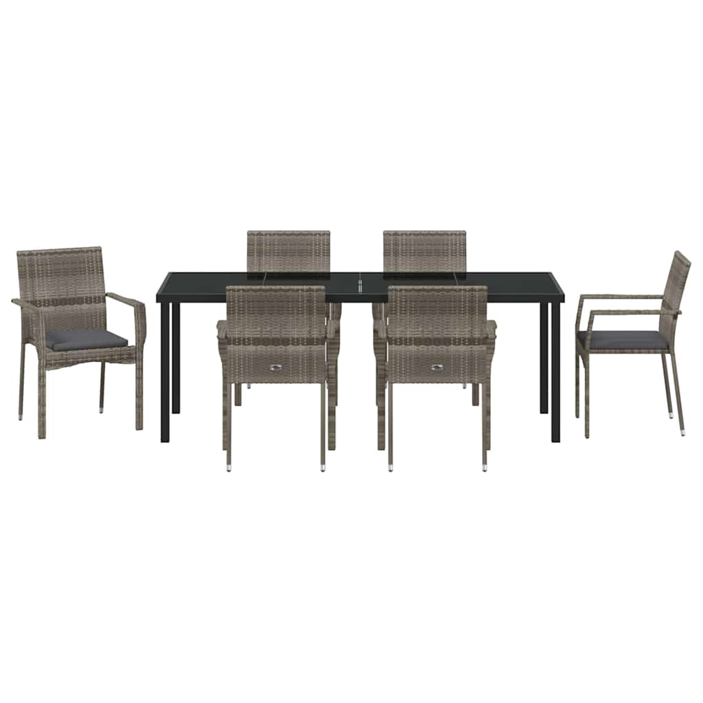 Have Spisebordssæt 7 stk. Grå polyrattan