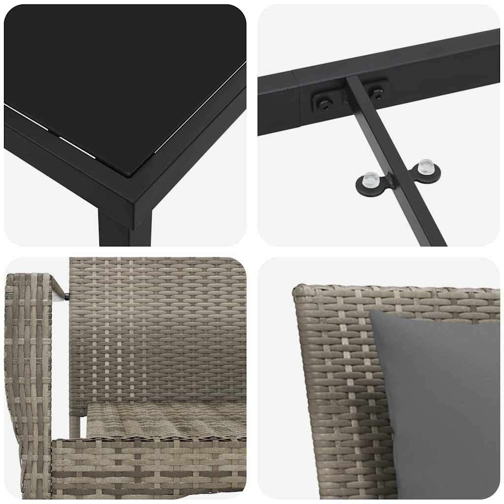 Have Spisebordssæt 9 stk. Grå polyrattan