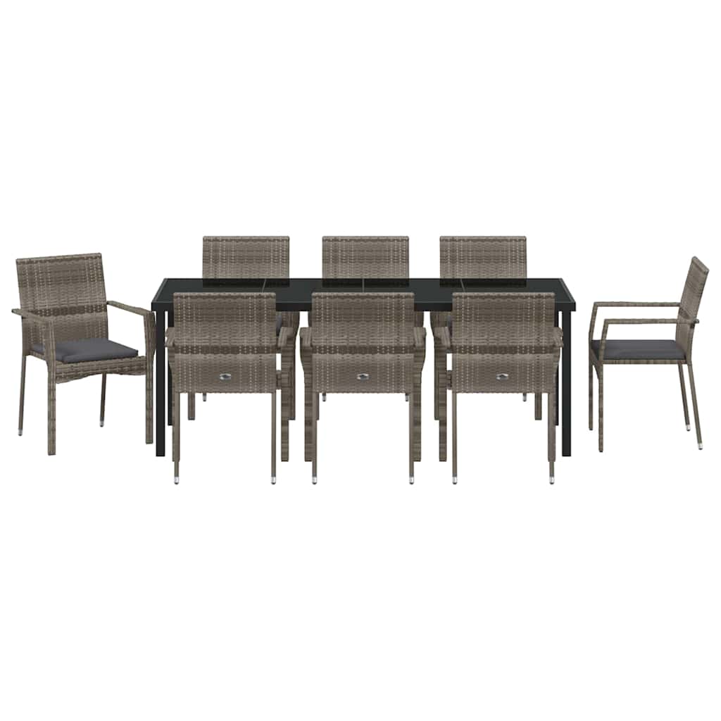 Have Spisebordssæt 9 stk. Grå polyrattan