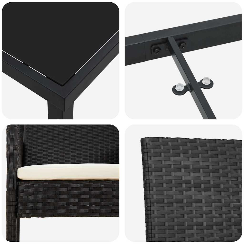 Have Spisebordssæt 9 stk. Sort polyrattan