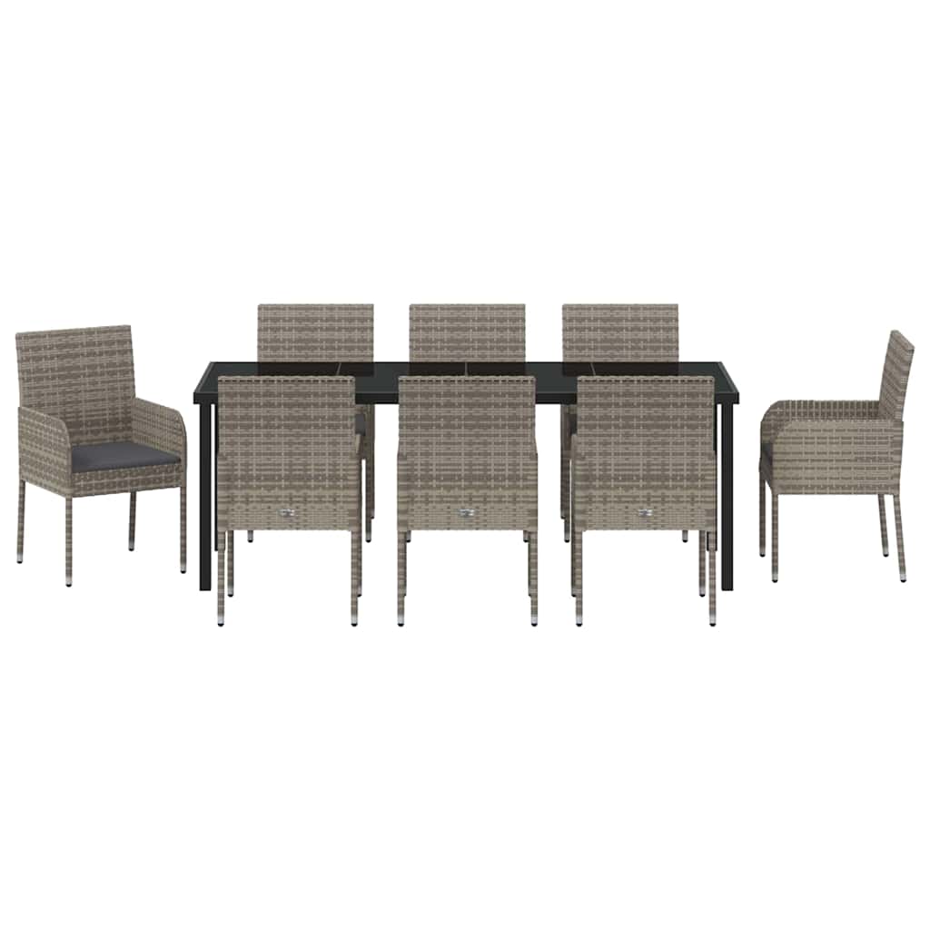 Have Spisebordssæt 9 stk. Grå polyrattan
