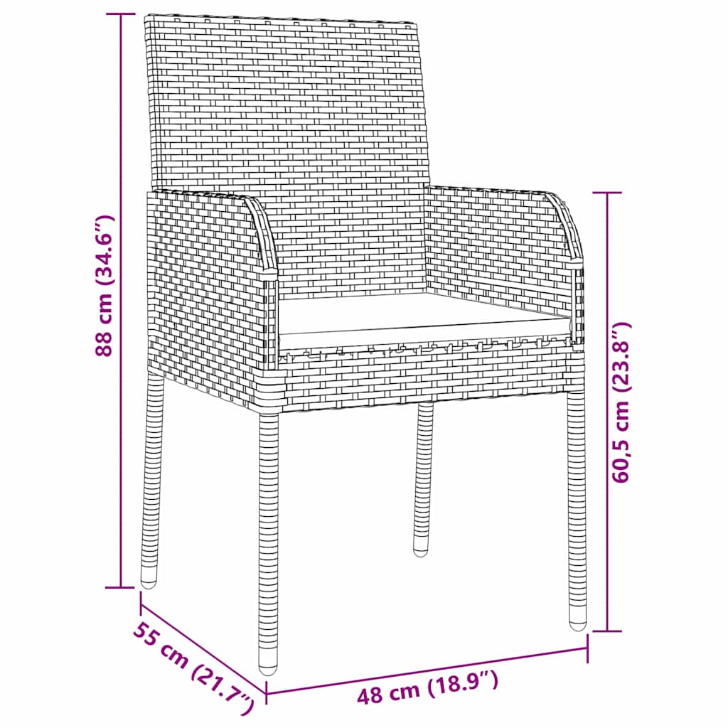 Have Spisebordssæt 9 stk. Grå polyrattan