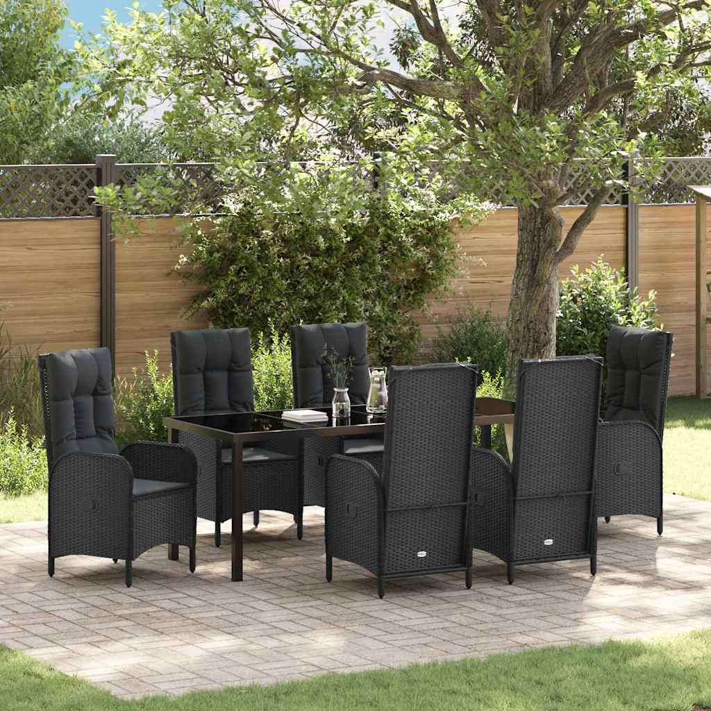 Have Spisebordssæt 7 stk. Sort polyrattan