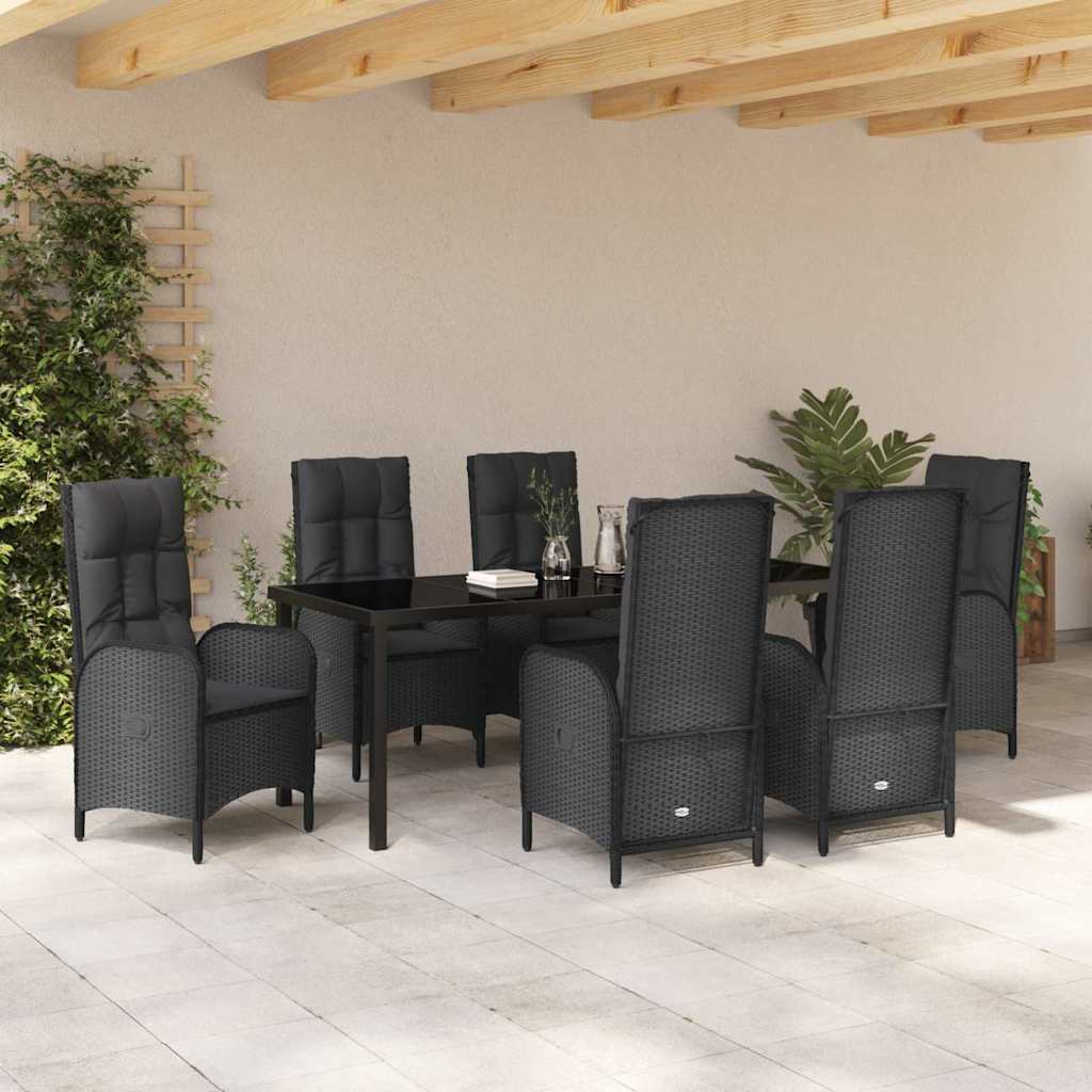 Have Spisebordssæt 7 stk. Sort polyrattan