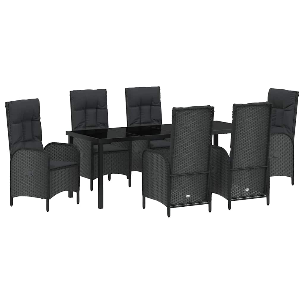 Have Spisebordssæt 7 stk. Sort polyrattan