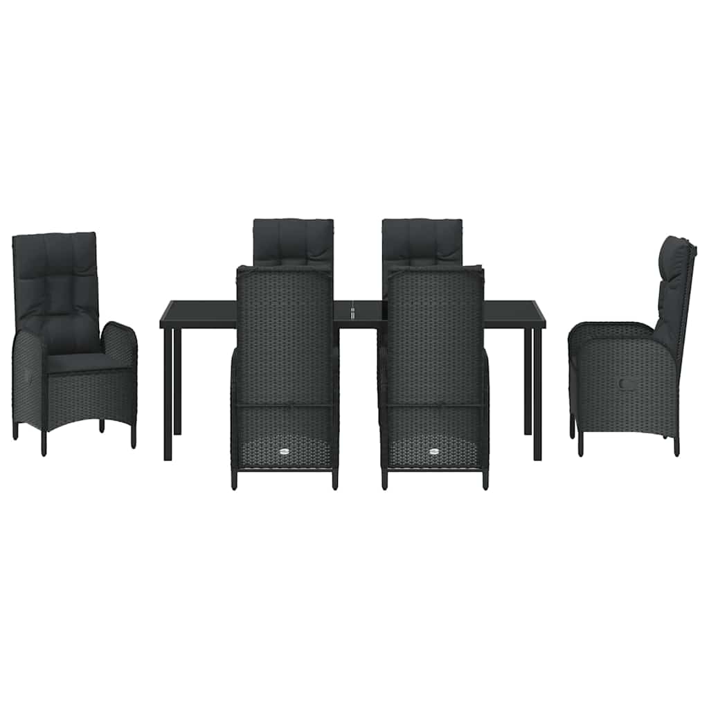 Have Spisebordssæt 7 stk. Sort polyrattan