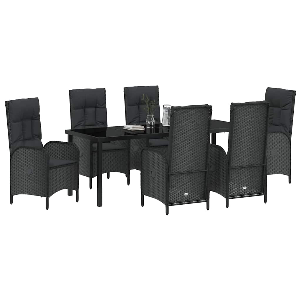 Have Spisebordssæt 7 stk. Sort polyrattan