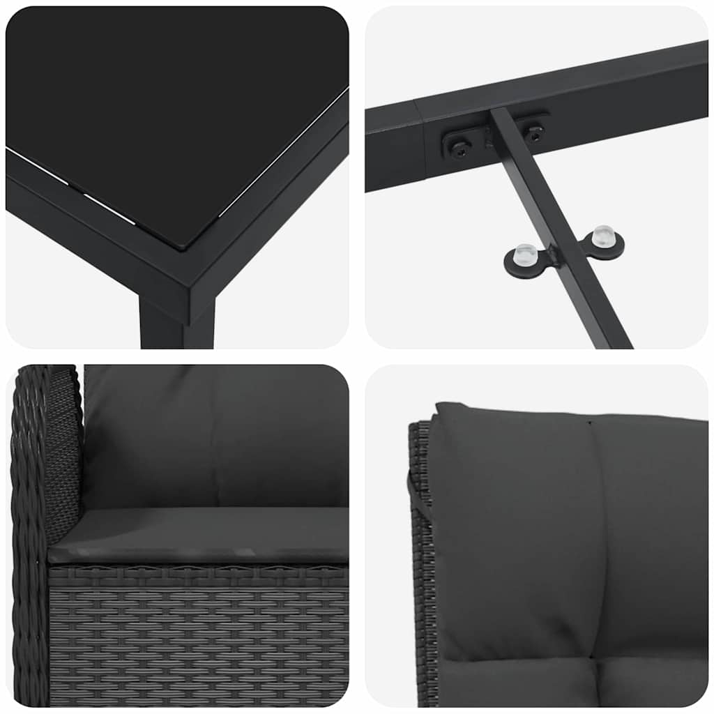 Have Spisebordssæt 9 stk. Sort polyrattan