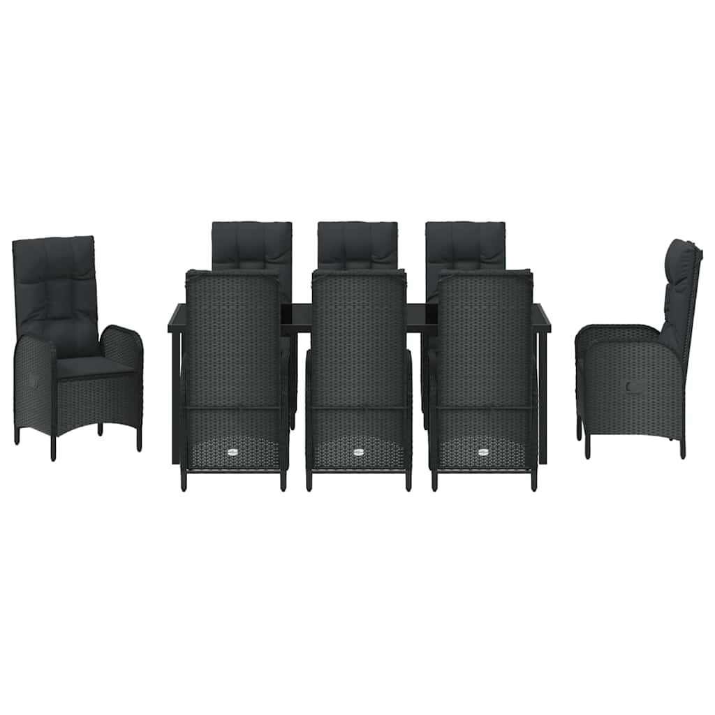 Have Spisebordssæt 9 stk. Sort polyrattan