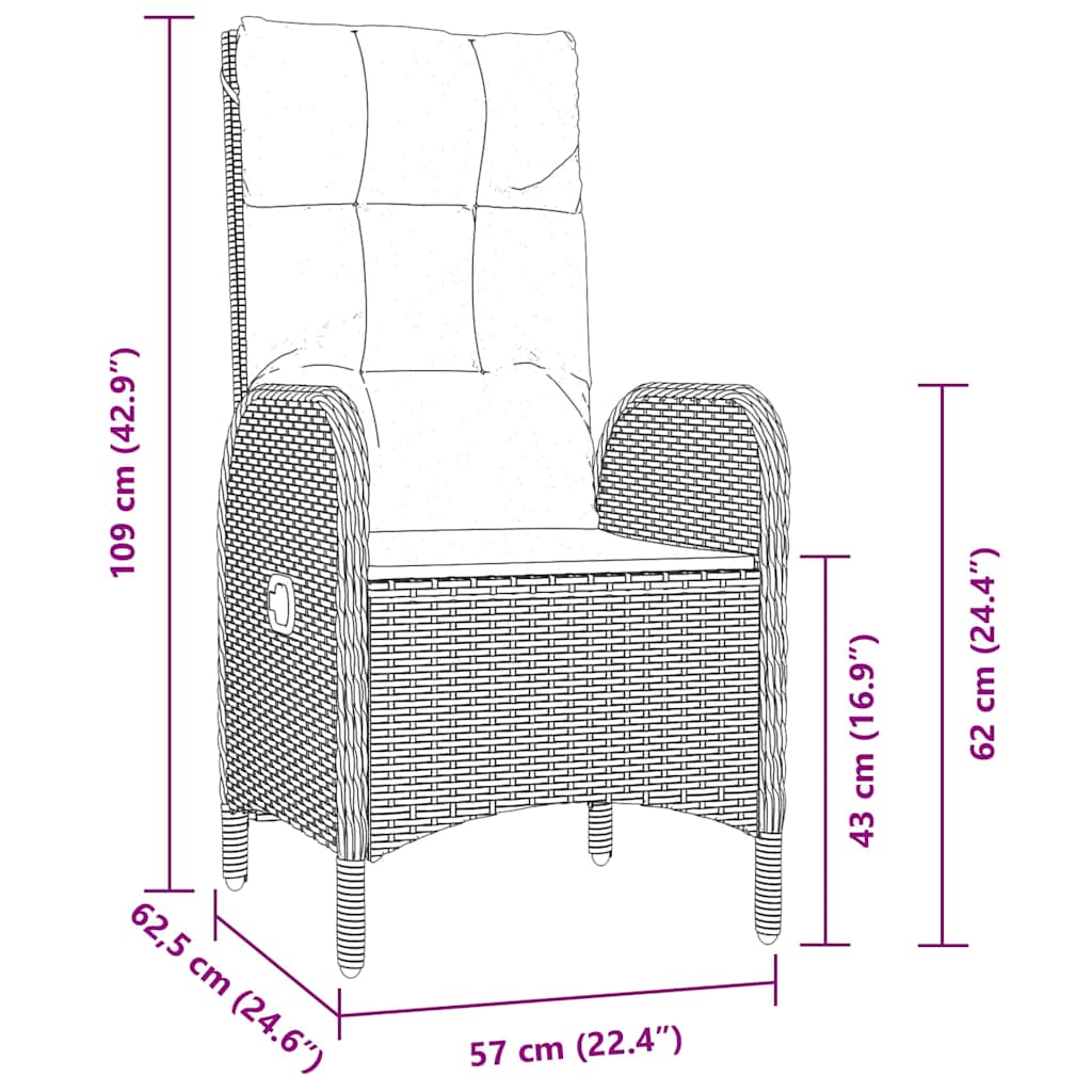 Have Spisebordssæt 9 stk. Sort polyrattan