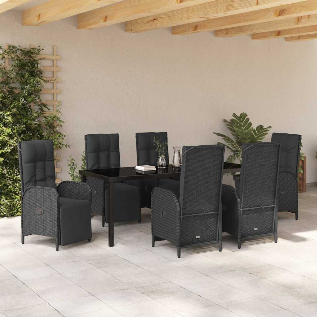 Have Spisebordssæt 7 stk. Sort polyrattan