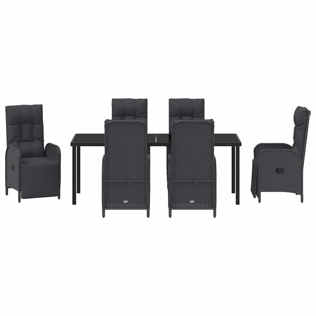 Have Spisebordssæt 7 stk. Sort polyrattan