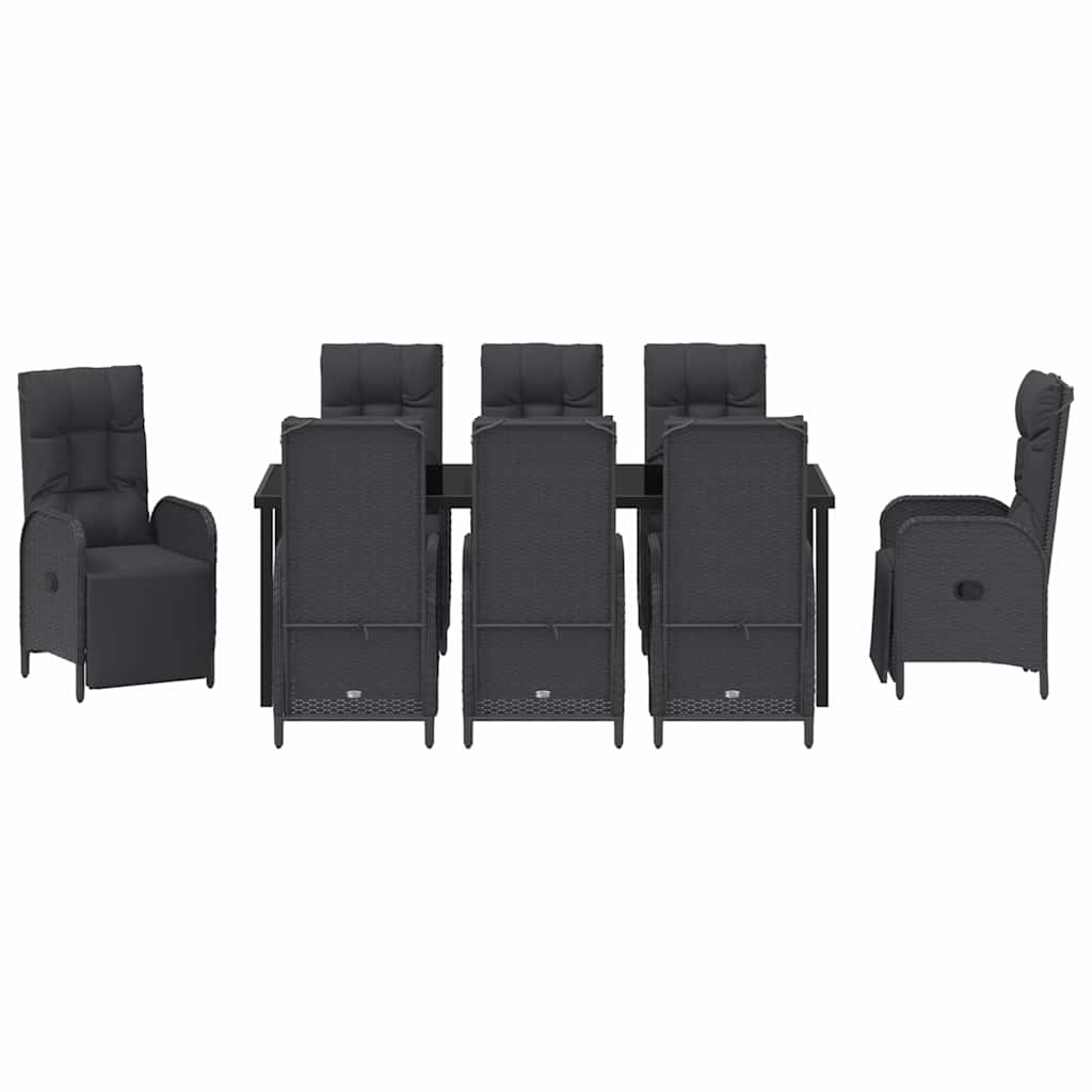 Have Spisebordssæt 9 stk. Sort polyrattan