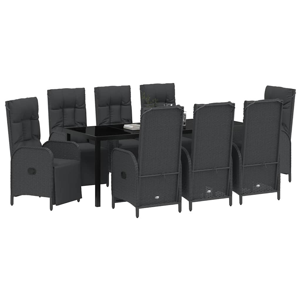 Have Spisebordssæt 9 stk. Sort polyrattan