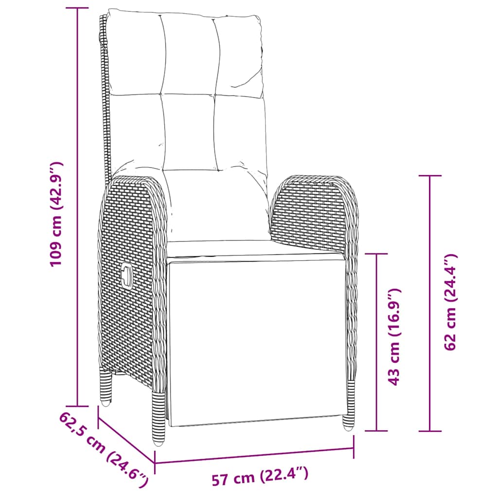 Have Spisebordssæt 9 stk. Sort polyrattan