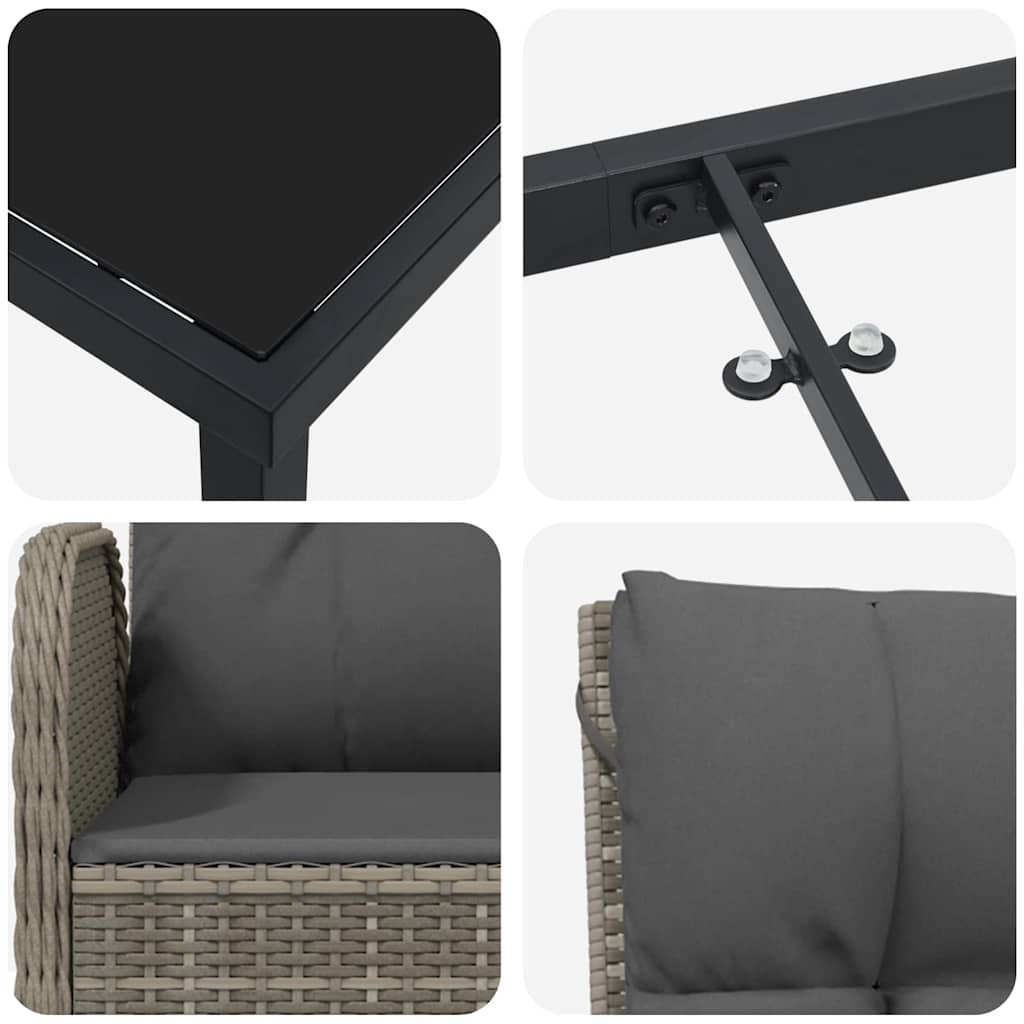 Have Spisebordssæt 7 stk. Grå polyrattan