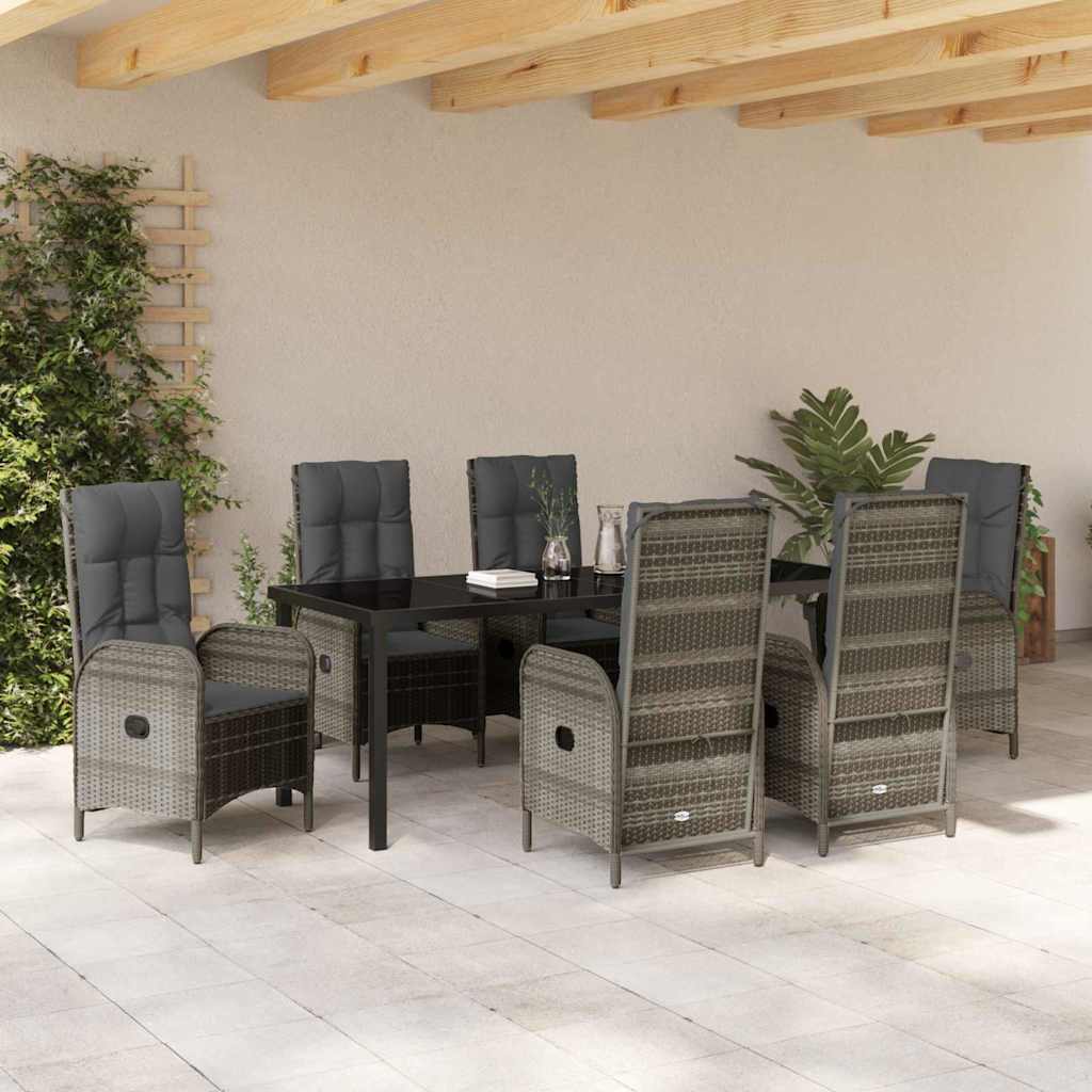 Have Spisebordssæt 7 stk. Grå polyrattan