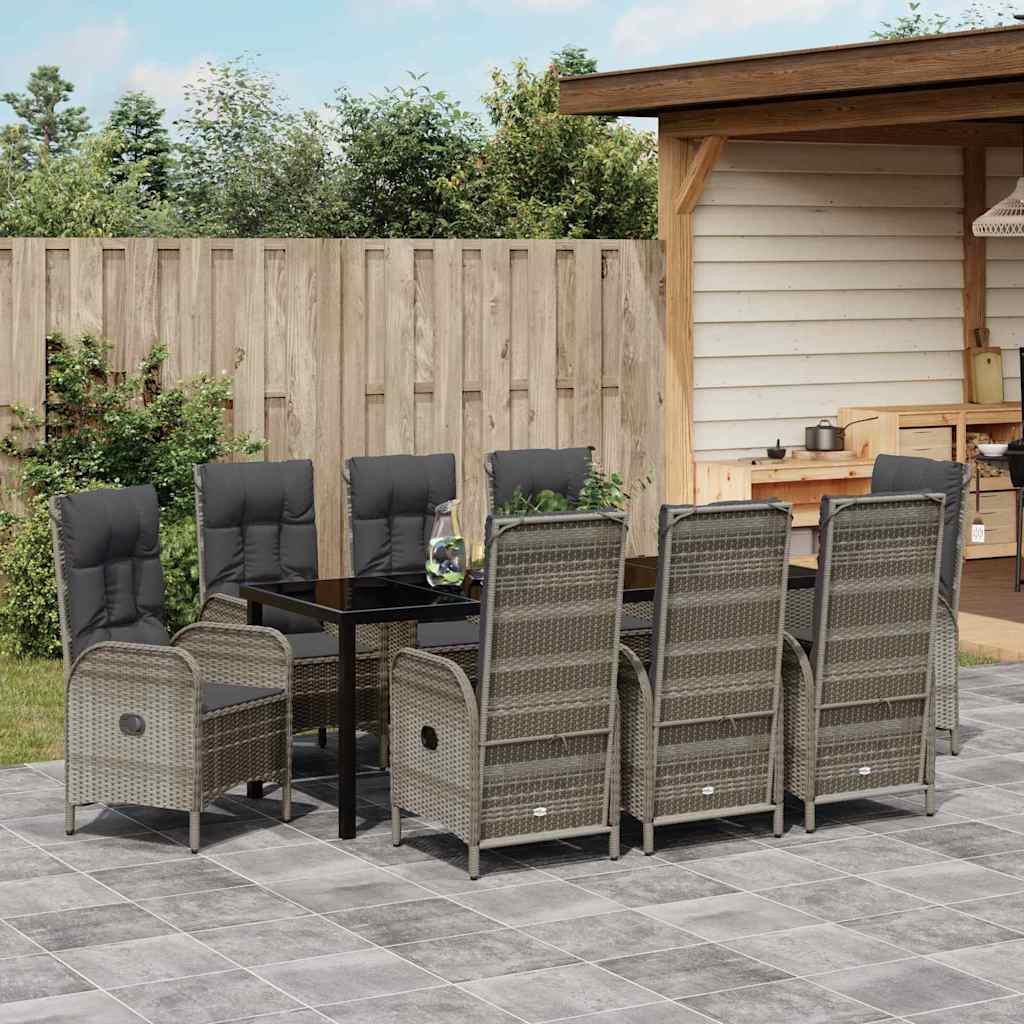 Have Spisebordssæt 9 stk. Grå polyrattan