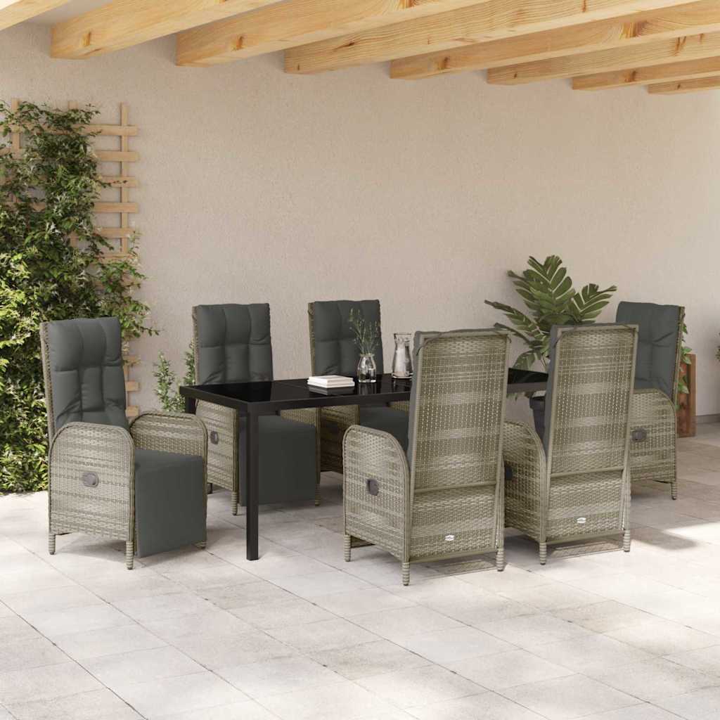 Have Spisebordssæt 7 stk. Grå polyrattan