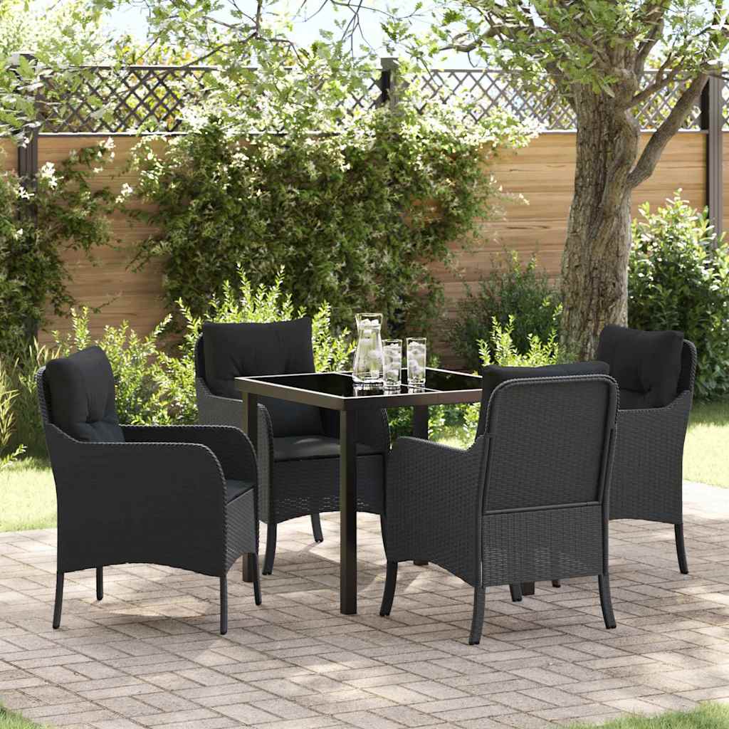 Have Spisebordssæt 5 stk. Sort polyrattan
