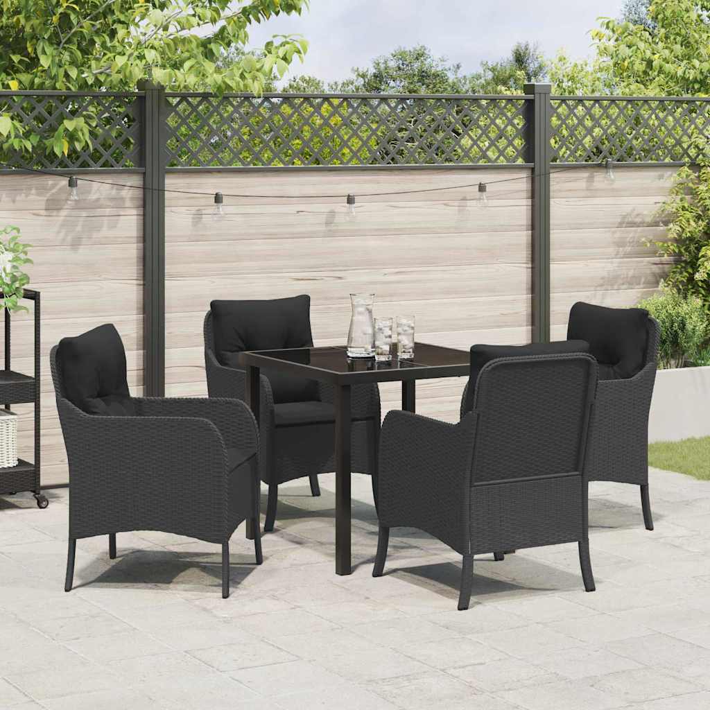 Have Spisebordssæt 5 stk. Sort polyrattan