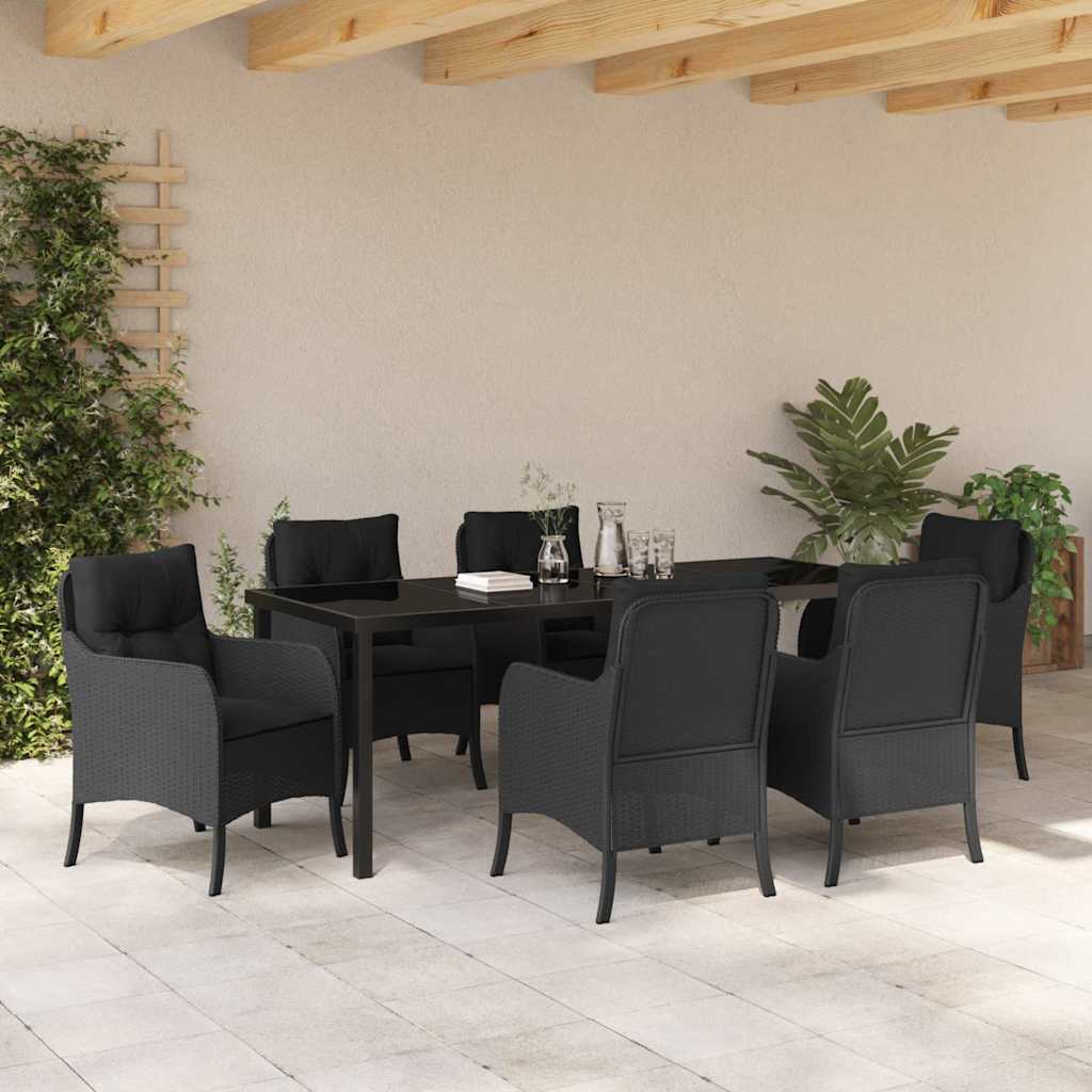 Have Spisebordssæt 7 stk. Sort polyrattan