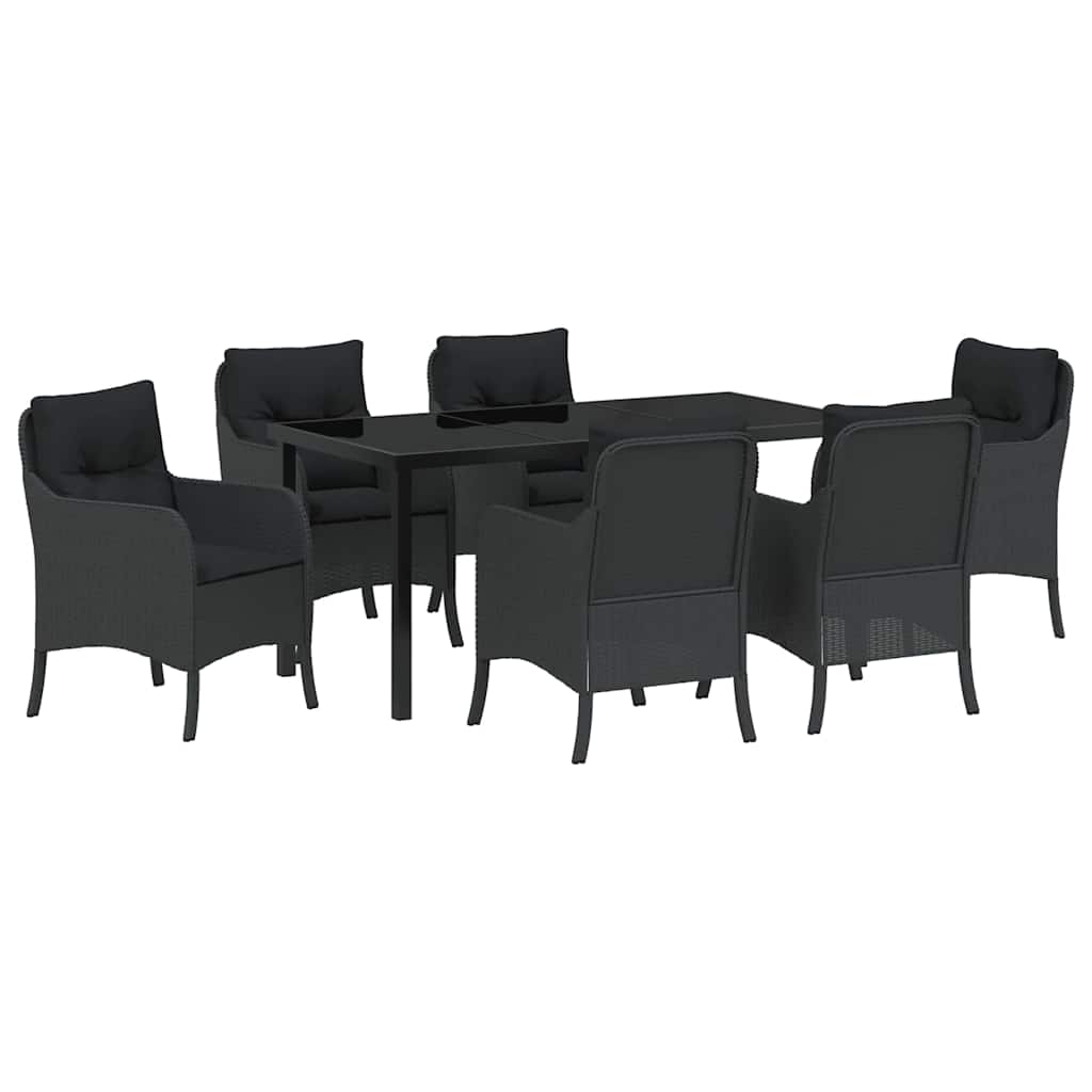 Have Spisebordssæt 7 stk. Sort polyrattan