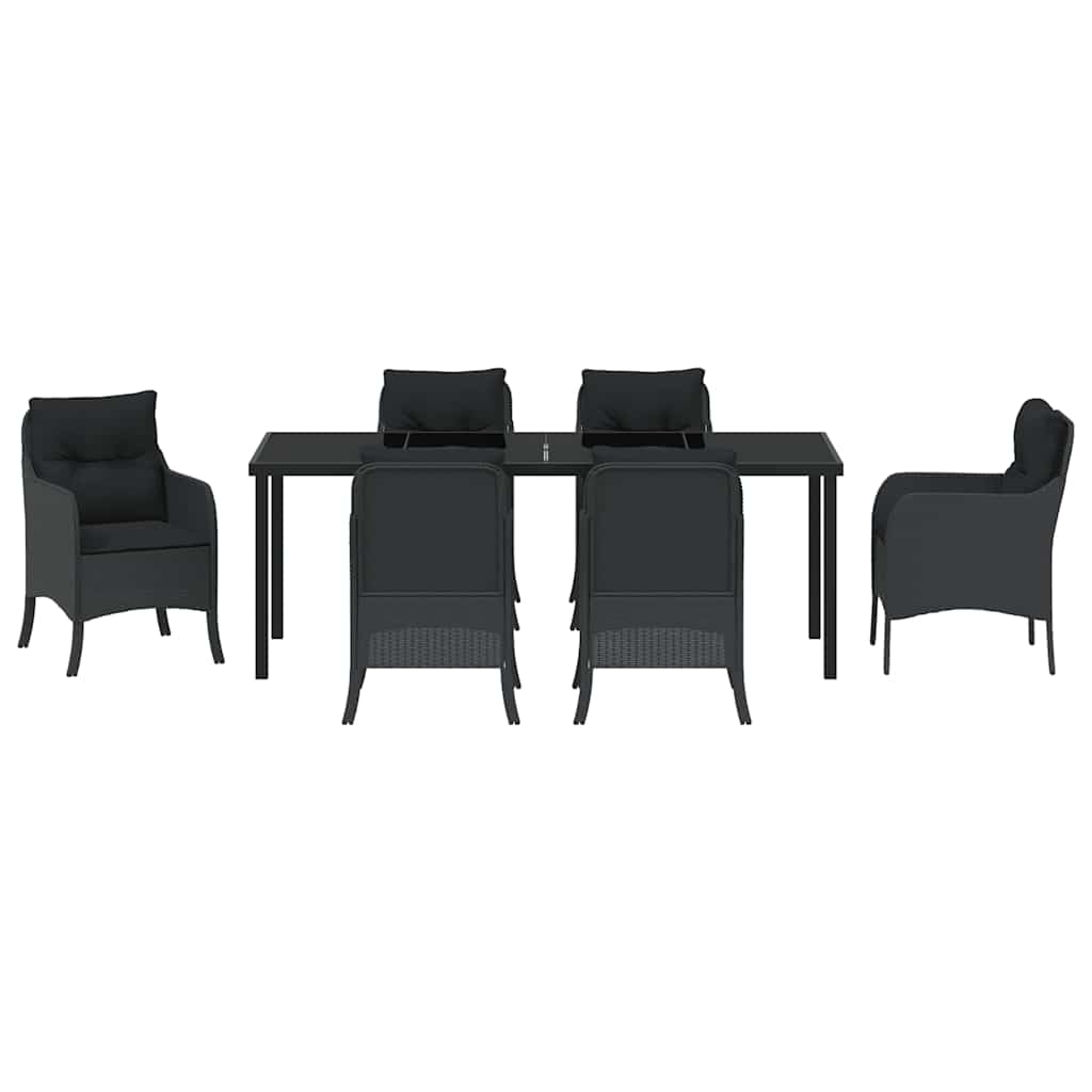 Have Spisebordssæt 7 stk. Sort polyrattan