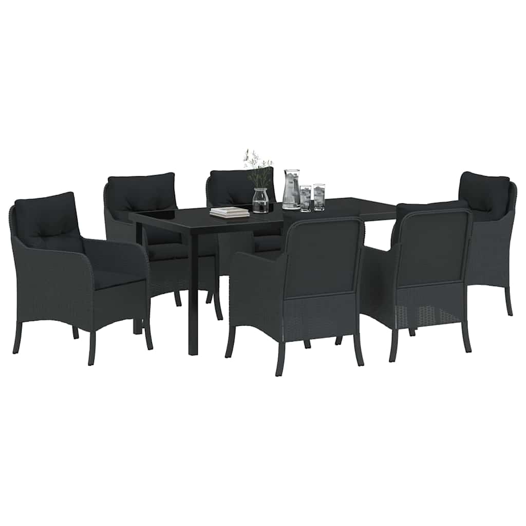 Have Spisebordssæt 7 stk. Sort polyrattan