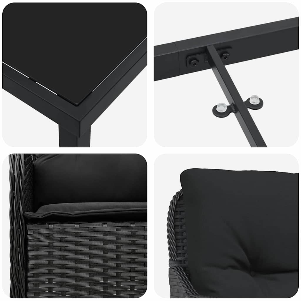 Have Spisebordssæt 9 stk. Sort polyrattan