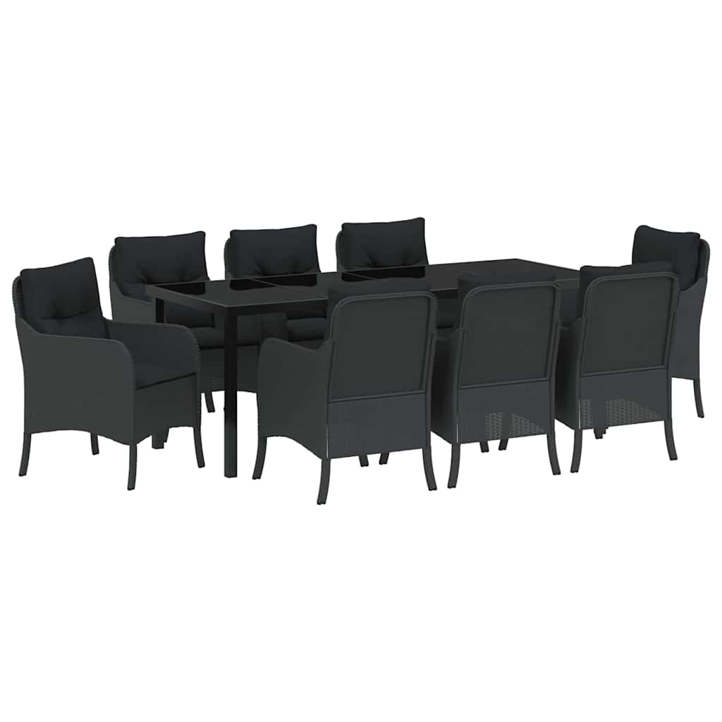 Have Spisebordssæt 9 stk. Sort polyrattan