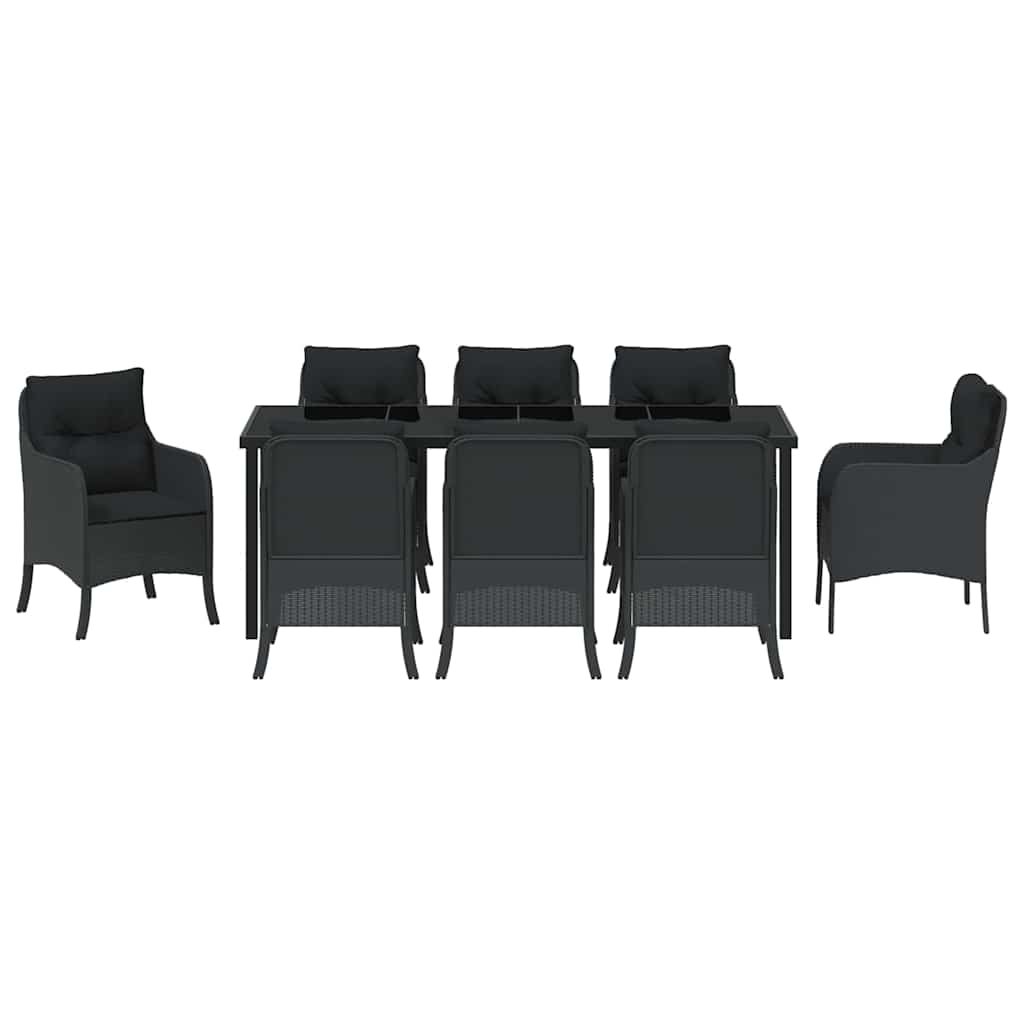Have Spisebordssæt 9 stk. Sort polyrattan