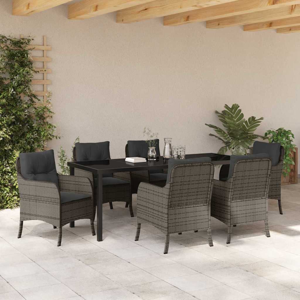 Have Spisebordssæt 7 stk. Grå polyrattan