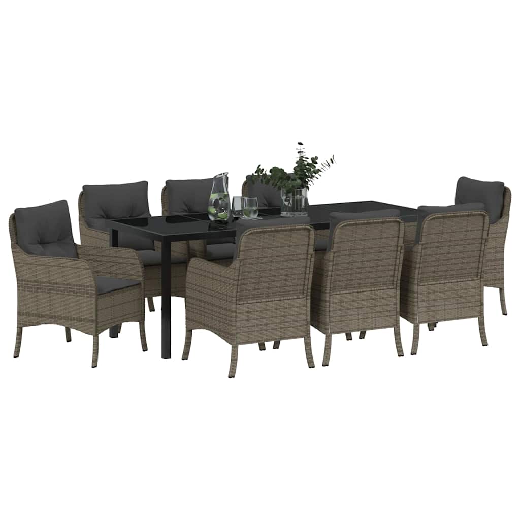 Have Spisebordssæt 9 stk. Grå polyrattan