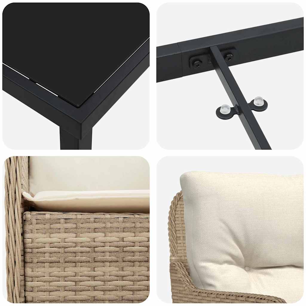 Have Spisebordssæt 7 stk. Beige polyrattan