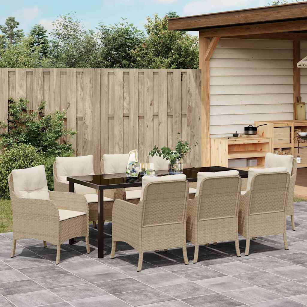 Have Spisebordssæt 9 stk. Beige polyrattan
