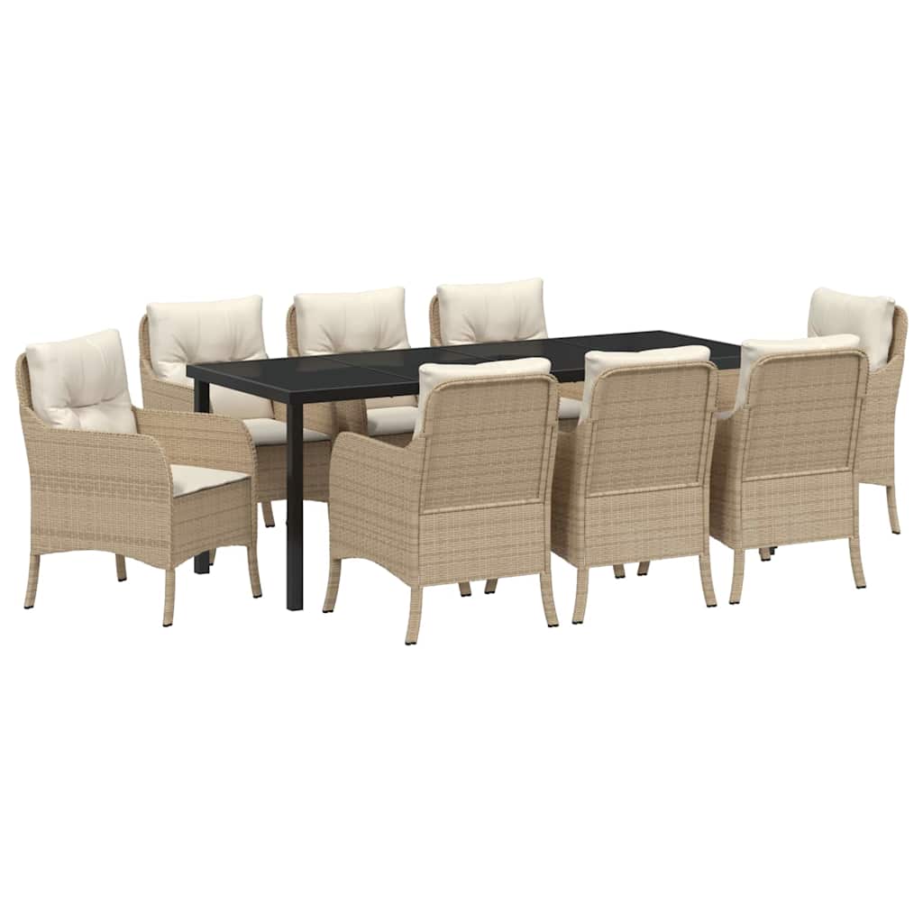 Have Spisebordssæt 9 stk. Beige polyrattan